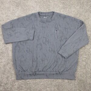 Under Armour Sweater Mens Large Gray Crewneck Sweatshirt Geometric Textured Gym